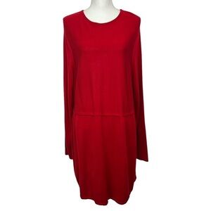 J. Jill Women’s Sweater Dress Sz XL Tall Color Red Stretch Long Sleeve Side Slit